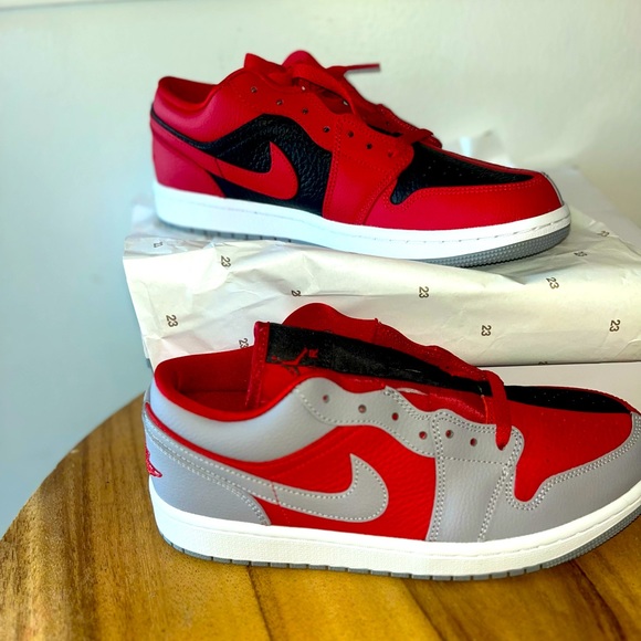 Jordan Shoes Wmns Air Jordan Low Se Split Gym Red Cement Grey